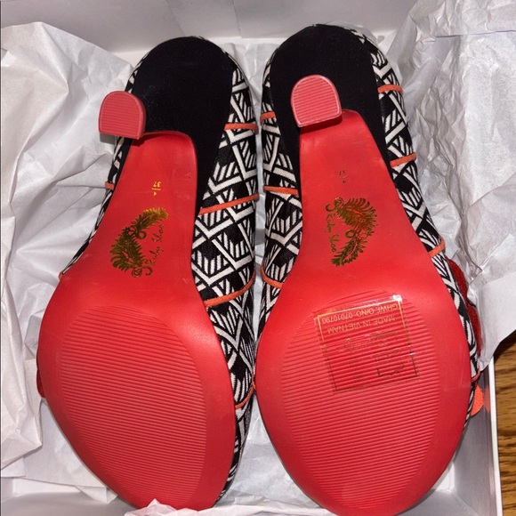 Ruby Shoo Geometric Black and Orange Heels - Picture 5 of 5